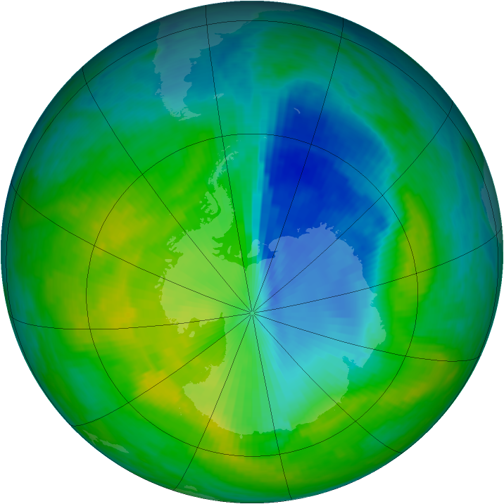 Antarctic ozone map for 27 November 1985